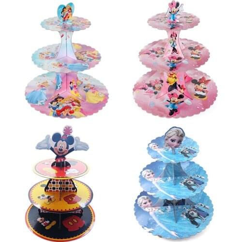 Disney Mickey Mouse Minnie Mouse Frozen Princess Disposable Three-tier Cake Frame Birthday Party Cake Decoration