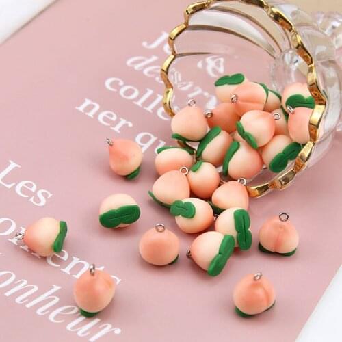 DIY Jewelry Findings Ornament Accessory Resin Fruit Peach 3D Charms Pendant Fit Kawaii Earring Necklace Bracelet Phone Chain