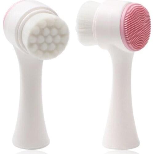 Double-Sided Silicone Tool Facial Cleanser Brush Face Cleaning Vibration Facial Massage Washing Clean Face Stains Skin Care