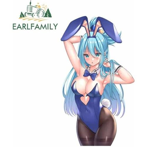 EARLFAMILY 13cm x 7.6cm for Bunny Girl Aqua Konosuba Laptop Windshield Car Stickers Cartoon Personality Decal Windows Decoration