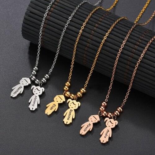 Custom Name Stainless Steel Personalised Boy Girl Kids Children Pendants Laser Engrave Letters Necklace Jewelry for Women Gift