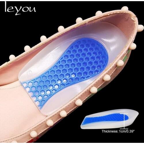 Leyou Silicone Gel Heel Cups Shoe Cushion Insoles Heel Spurs Massager Gel Pad Soft Cushion Insert Foot Care Pads