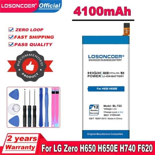 LOSONCOER 4100mAh BL-T22 Replacement Phone Battery For LG Zero H650 H650E Battery in stock