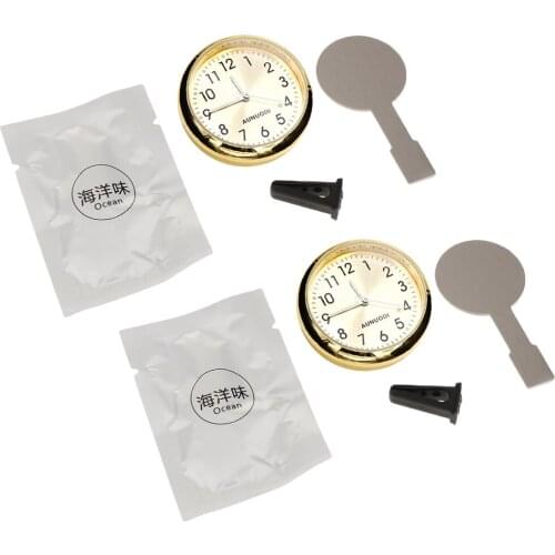 MagiDeal 2x Mini Car Digital Clock Auto Watch Automotive Clock In Car-Golden