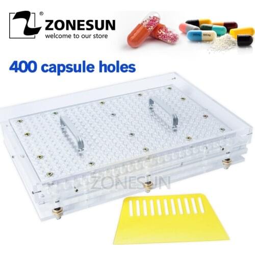 ZONESUN 400 Holes Manual Capsule Filling Machine #00 #0 #1 #2 Pharmaceutical Capsules Maker for DIY medicine Herbal pill powde