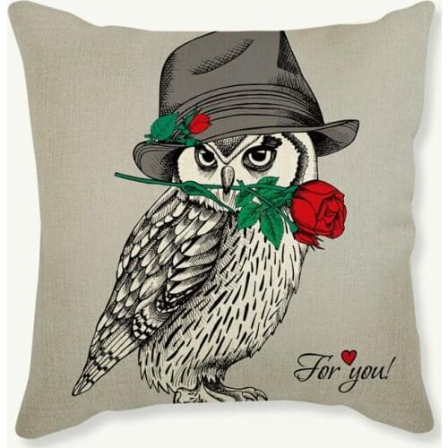 Cute Owl Dog Giraffe Animal Cushion Pillowcase Cotton Linen Home Decor Throw Pillows Car Sofa Chair Square Decorative Cushion