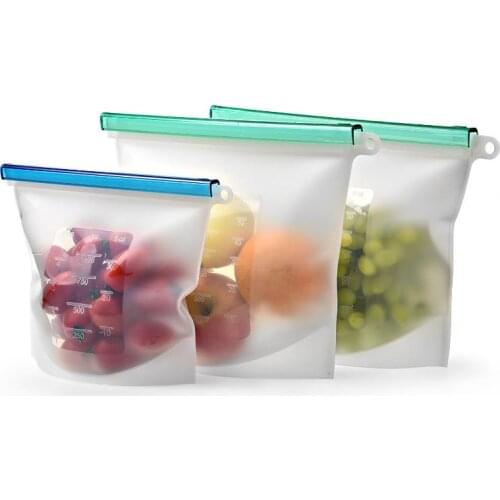 Reusable Silicone Food Bags Fresh Lunch Bag Sandwich Snack Freezer Bags Airtight Seal vegetable fruit Storage Bags 1000ml