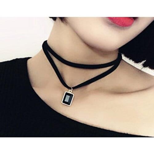 New Fashion Jewelry Crystal With Leather Rope Multilayer Choker Necklace Mix Color Gift For Women Girl