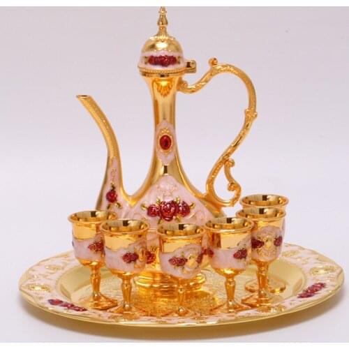 2019 white wine set creative household wine small glass European metal hip flask upscale ornaments wedding gifts home