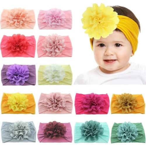 Nishine Newborn Toddler Baby Girls Head Wrap Big Eyelet Flower Knot Turban Headband Hair Accessories Birthday Gifts for 0-3Y