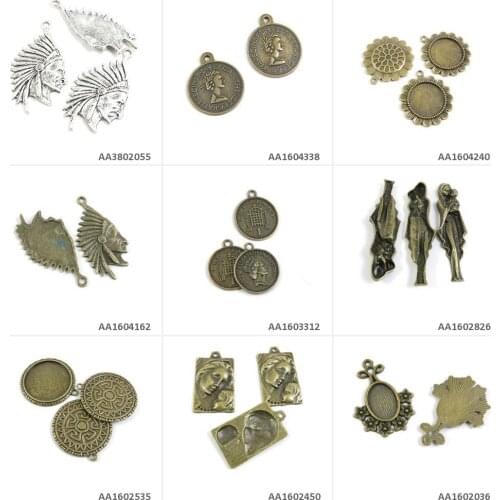 Antique Bronze Silver Plated Jewelry Making Charms Cabochon Setting Base Blank Mother and Child Queen Tribe Avatar Sunflower