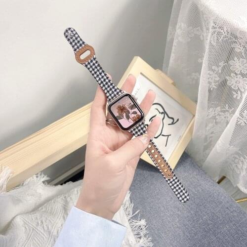 Popular Slim Loop Bracelet for Apple Watch SE6 5 4 38mm 42mm Women Houndstooth Wristband for iWatch Band Correa 3 2 1 40mm 44mm