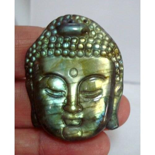 Natural Labradorite Carved Buddha 39*32*11mm Suitable for pendants Women Man Jewelry accessories weddings parties birthday gift