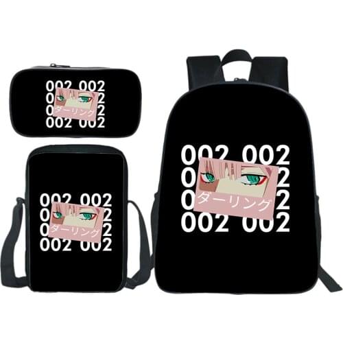 Anime Darling In The Franxx Backpack Large Capacity Bookbag Teen Knapsack Kawaii Fashion Pencil Case Shoulder Bag Boy Girl Bag