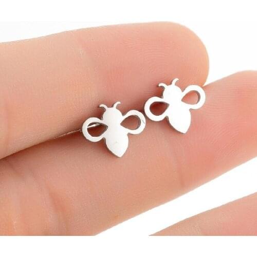 S925 2021 new personality ear stud female simple new small animal bee ear stud small exquisite accessories INS wholesale