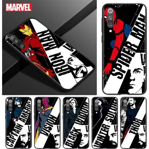 Silicone Cover Avengers Marvel superhero For Xiaomi Mi 11 10T 10 9T 9 8 Note 10 Lite Pro Ultra 5G Black Soft Phone Case