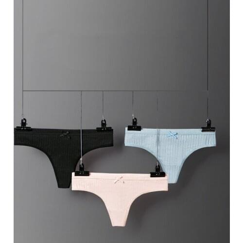 G-string Panties Cotton Womens Underwear Sexy Panties Female Underpants Bow Thong Solid Color Pantys Plus size Lingerie Design