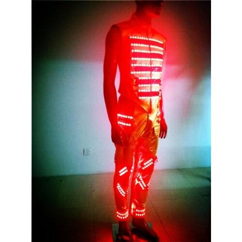 Lumious rgb color change lumious stage dance wear Led Light costume party show men singer dancer concert men clothing