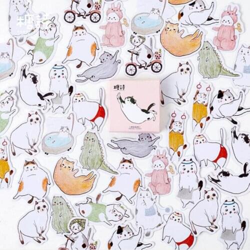 Boxed Cute Stickers Kawaii Fat Cat Daily Hand Account Diary Album Items Stickers Diy Decorative Sealing Stickers Stationery