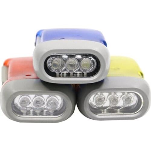 3 LED Hand Pressing Dynamo Crank Power Wind Up Flashlight Torch Light Hand Press Crank Camping Lamp Light Color Random