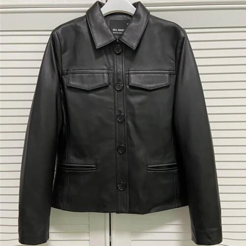 Womens Leather Garment Sheepskin Coat Genuine Leather Lambskin Factory Self Cultivation Show Thin