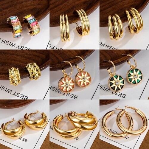 2021 Trend Korean Acrylic Drop Earrings For Women Statement Geometric Round/Love Gold Earring Fashion Trend Female Jewelry