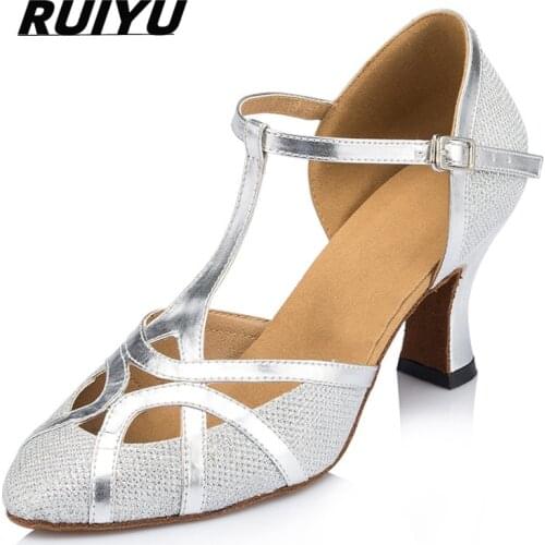 Womens Latin Dance Shoes Salsa Tango Ballroom Banquet Womens Dance Sports Shoes High Heels Sandals Gold Silver Black