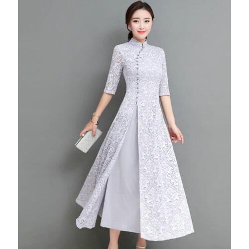 Summer Women Elegant Retro Chinese Traditional Dress Silk Cotton Cheongsam Female Lady Wedding China Casual Design Qipao