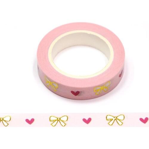 10pcs/lot 10MM*10M Foil Spring Pink Red Heart Gifts Decorative Washi Tape DIY Scrapbooking Masking Tape School Office Supply