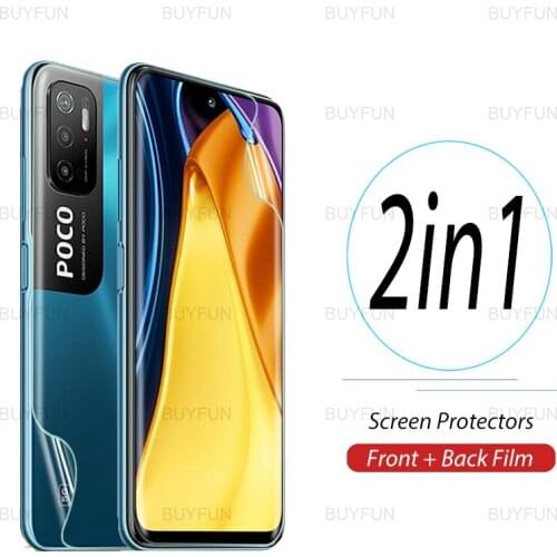 2in1 For Xiaomi Poco M3 Pro 5G 6.5 inch HD front back hydrogel film for poco pocophone m3 pro safety screen protector soft film