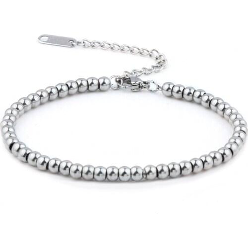 2020 hot sale stainless steel beads bracelets jewelry charms chain link bracelet gifts men women couple braclet adjustment