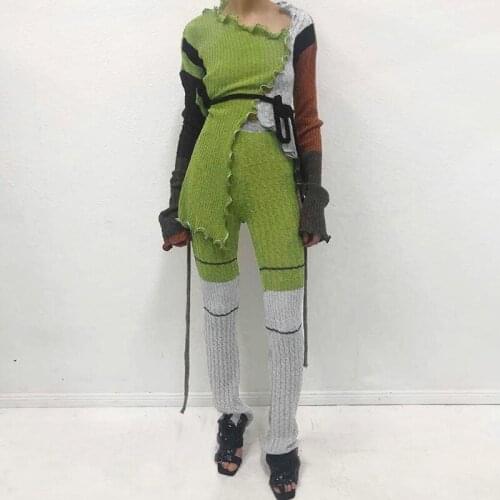 Autumn Winter Long Pants Women Biker Style Skinny Color Blocking Elastic High Weist Hipster Simple Casual Streetwear Trousers