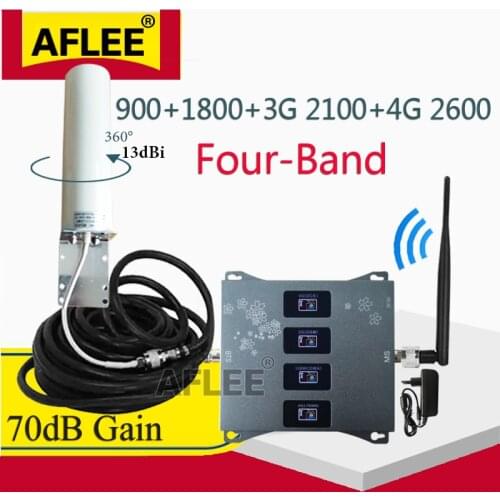 Reteater GSM 2G 3G 4G Four-Band 900 1800 2100 2600mhz 2g 3g 4g Network Mobile Signal Booster 4G Cellular Amplifier DCS WCDMA LTE
