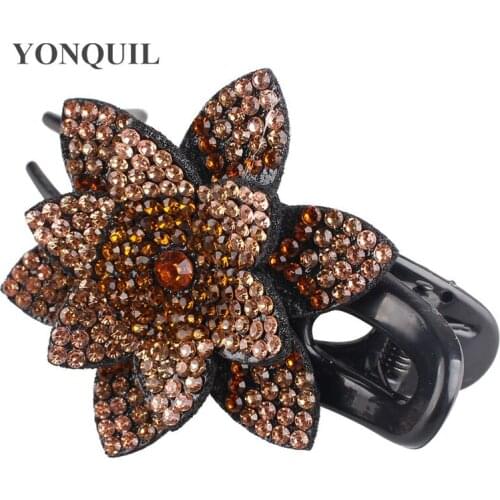 Flower Crystal Hair Claw Shiny Rhinestone Hairpin Hairclips Hollow Heart Hair Clip Barrette Women Clips Hair Accessories