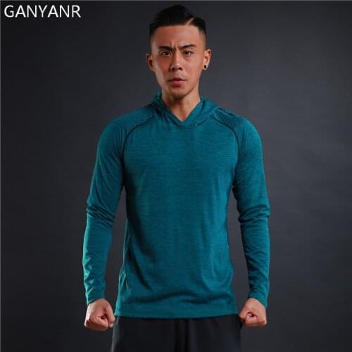 GANYANR Brand Running T Shirt Men Tennis Basketball Sportswear Gym Jogging Fitness Tops Tee Slim Fit quick Dry Sports Exercise