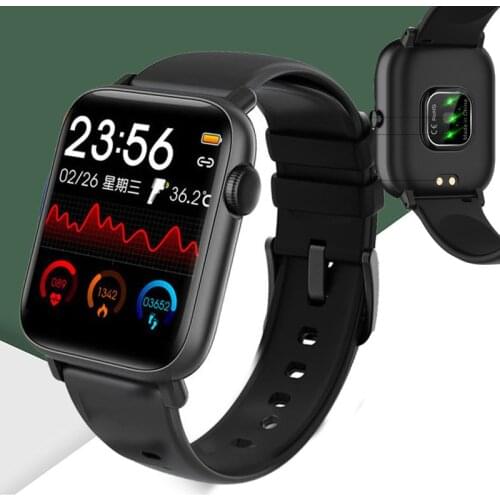 Lntelligent Wristband Temperature, Blood Pressure And Heart Rate Monitoring Multi Function Full Touch Button Display Watch