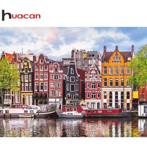 Huacan Diamond Painting New Arrival Venice Scenery Mosaic River City Landscape Embroidery Diamond Art Wall Decor