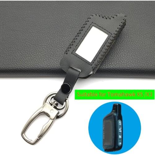 X5 LCD Remote Control Leather Key Fob Case For Vehicle Safety In Two Way Car Alarm System Russian Version Tomahawk X5 X3 Key Bag