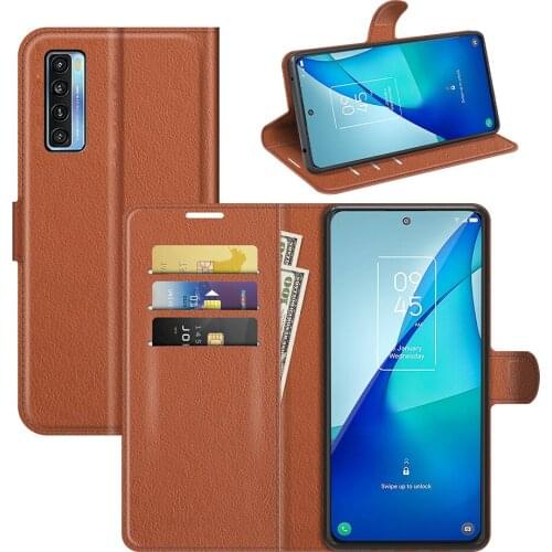 10pcs/Lot Phone Lychee Litchi Flip Wallet Leather Case For TCL 20S 20 SE Pro 5G 20L Plus