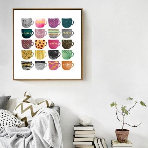 SURE LIFE Beautiful Different Coffee Cups Canvas Wall Art Painting Nordic Poster and Print Pictures For Dining Room Home Decor