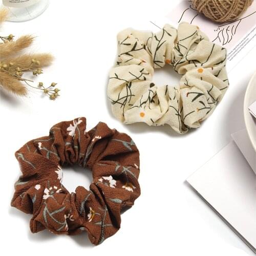 2 pc/lot Solid Print Hair ring Linen Headwear For Woman Girls Elastic HairBands Ponytail Holder Sweet Simple Hair Accessories