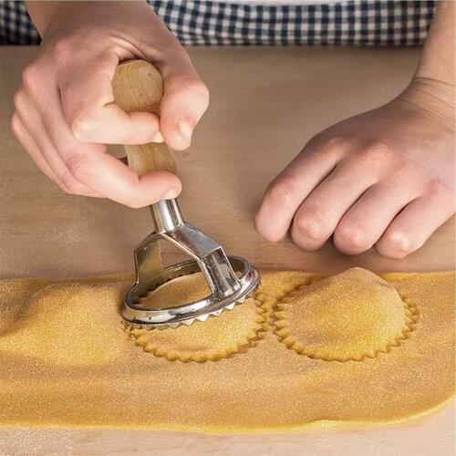 Metal Round Square Cookie Cake Pastries Mold Cutter Stamp with Wooden Handle