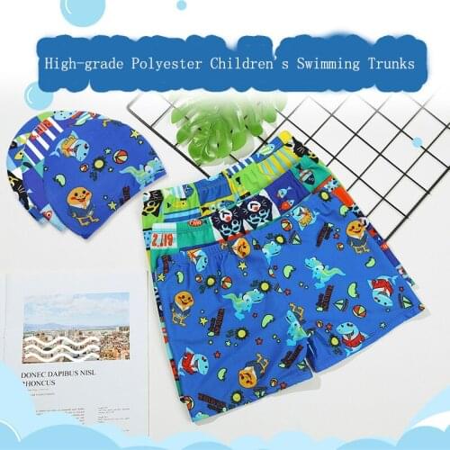 New Cartoon Childrens Swimsuit Cute Frog/Fish/Alien/Elephant Swimming Trunks for Boys Swimming Cap Breathable Beachwear Clothes