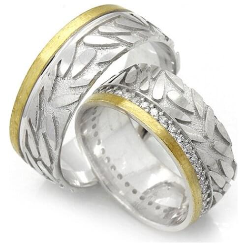 Couple Wedding Ring Sterling Silver 925 Woman And Man Luxury Jewelry Bands Fashion Engagement Anniversary Ancient Greek Model