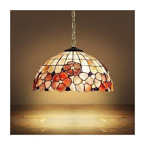 Tiffany Mediterranean Sea style natural shell lampshade pendant lights LED lamparas colgantes lustre vintage lamp hanging lamps