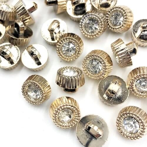11MM 30/50/100pcs Plating Rhinestone Shank Buttons Shirt DIY Crafts Sewing Apparel Accessories PT312