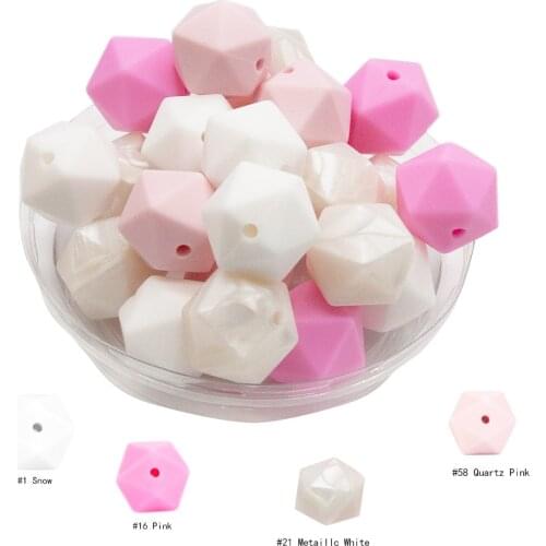 Cute-Idea 100pcs 14mm silicone icosahedron beads teether BPA FREE chewable handmade jewelry necklace bracelet baby teething