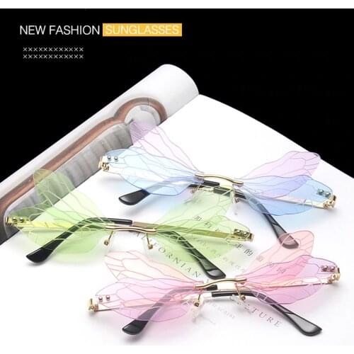 Seemfly Rimless Sunglasses Women Cloud Tassel Butterfly Love Steampunk Sun Glasses Unique Personalized Glasses New Fashion