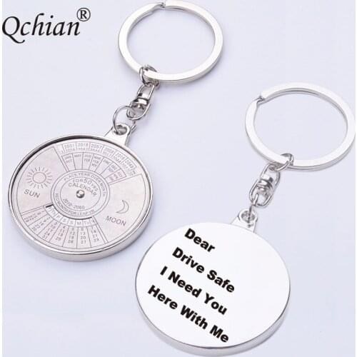 Perpetual Calendar Keychain Drive Safe I Need You Here With Me Keychain Couples Boyfriend Girlfriend 50 Year novelty fine Metal