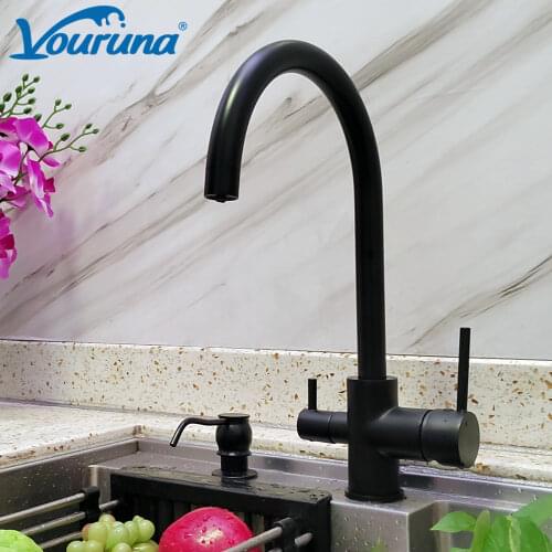 Chrome Finished Osmosis Reverse 3 in 1 Kitchen Faucet Matte Black three way clean water filter taps factory